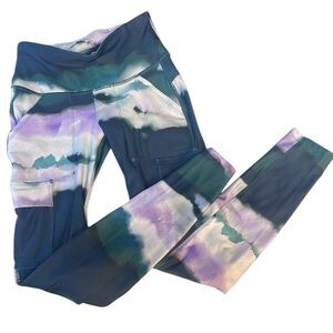 NWT Alpine Design Women's Selina High Rise Tights, black, purple green, size XS